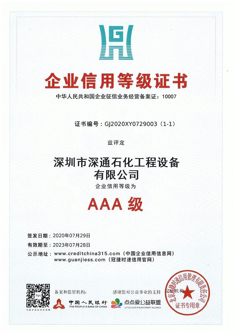 AAA级信用登记认证证书